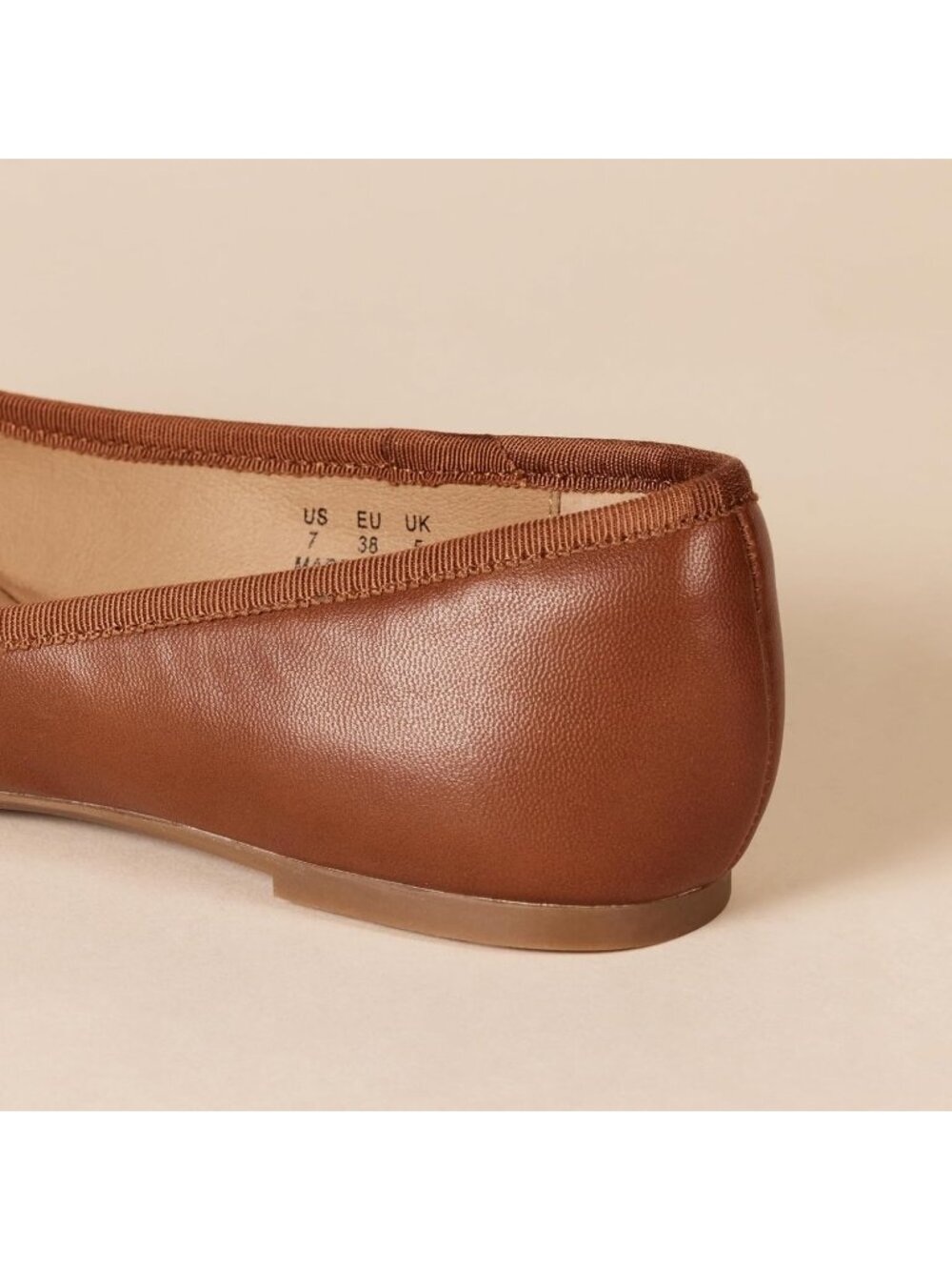 Women's Tan 1/4 Inch Heel Comfortable Round Toe Imported Ballet Flats` - Picture 2 of 5